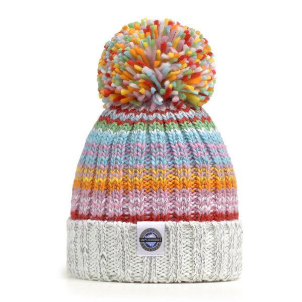 Superbobble kids bobble hat reflective rib knit Aurora - British product