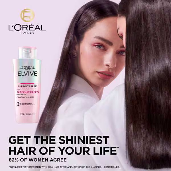 L'Oréal Paris Elvive Glycolic Gloss Shampoo 200ml, imported from the UK