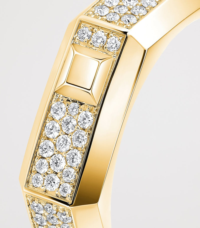 Messika Moderniste yellow gold diamond pavé ring 0.35ct - British product