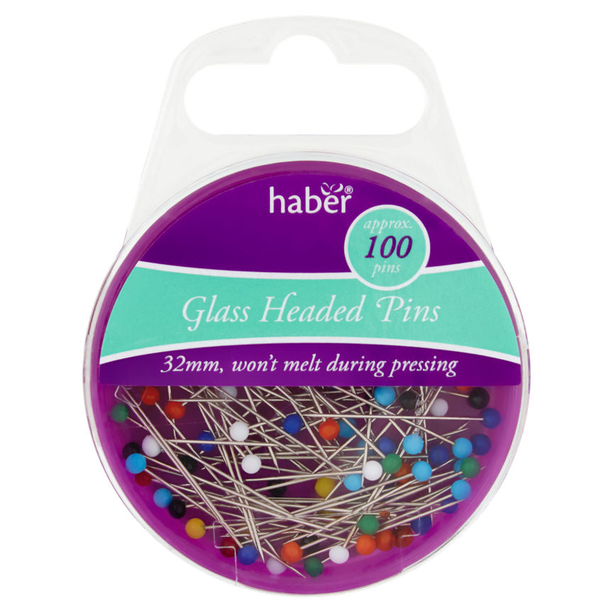 Haber 100 Glass Headed Pins General Household ASDA   