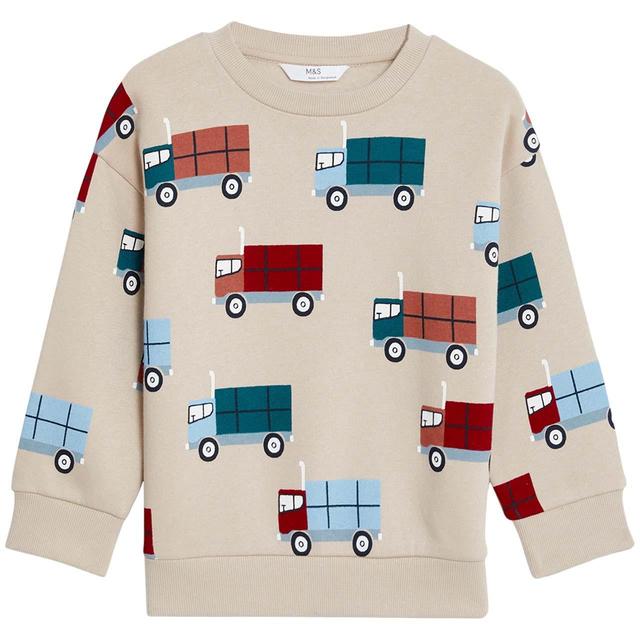 M&S Truck Sweatshirt 2-7 Years Dark Almond GOODS M&S   