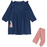 M&S 2 Piece Peter Rabbit Frill Dress/Tights Set 0-3 Years Navy Mix GOODS M&S   