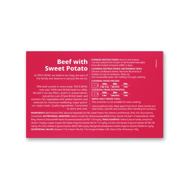 Ted's Bowl Beef with Sweet Potato for Adult Dog   300g