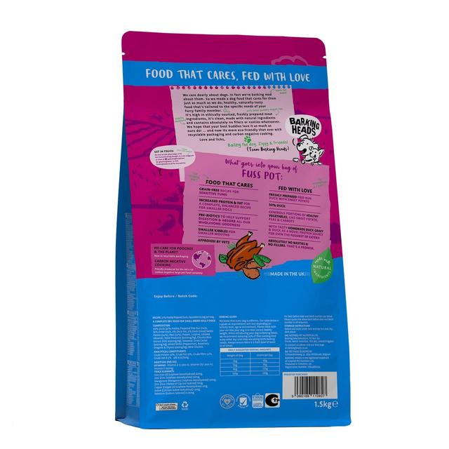 Barking Heads Little Paws Fuss Pot Duck Dry Dog Food   1.5kg