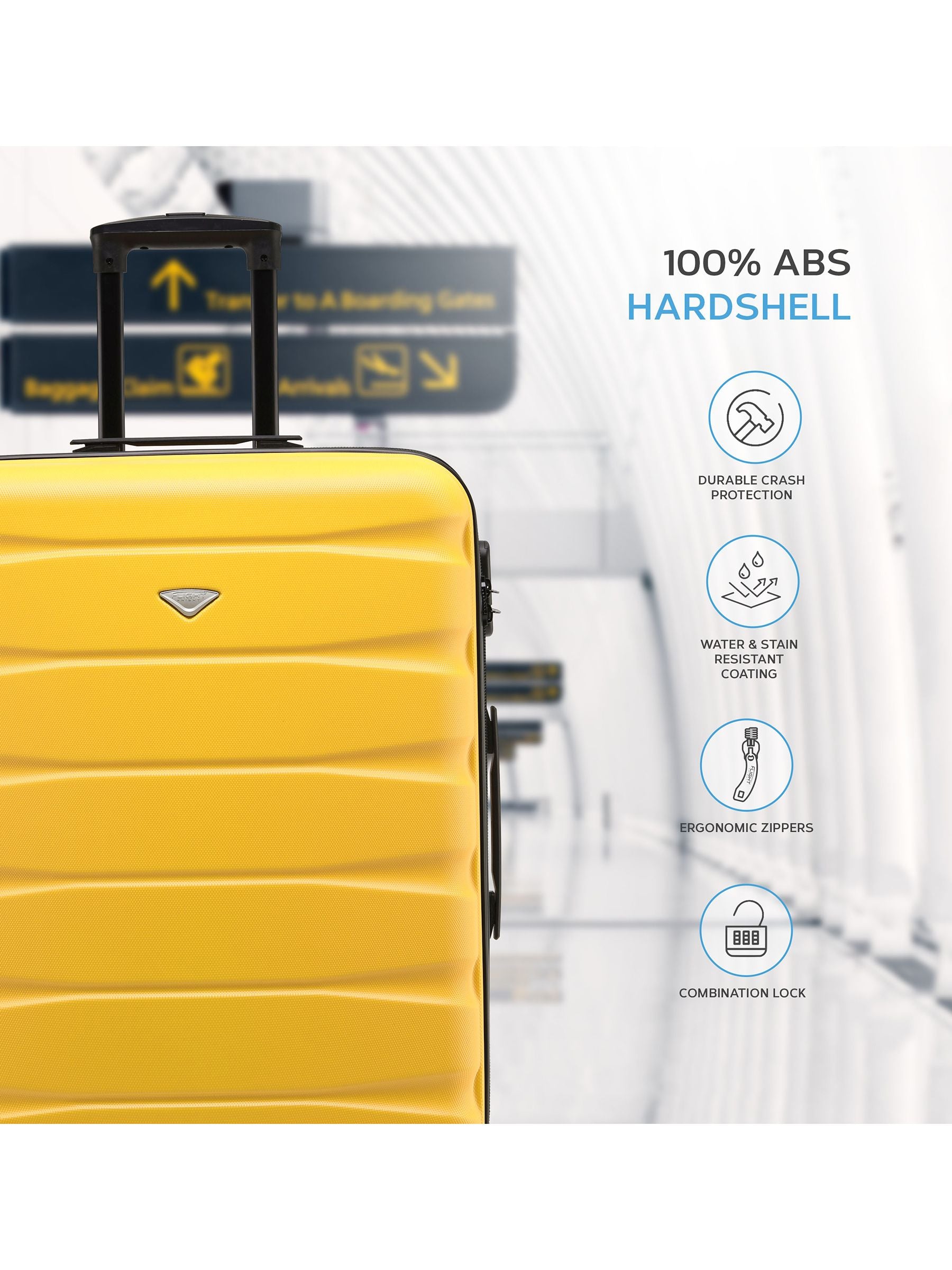 Flight Knight luggage set yellow/black cabin and check-in - British product