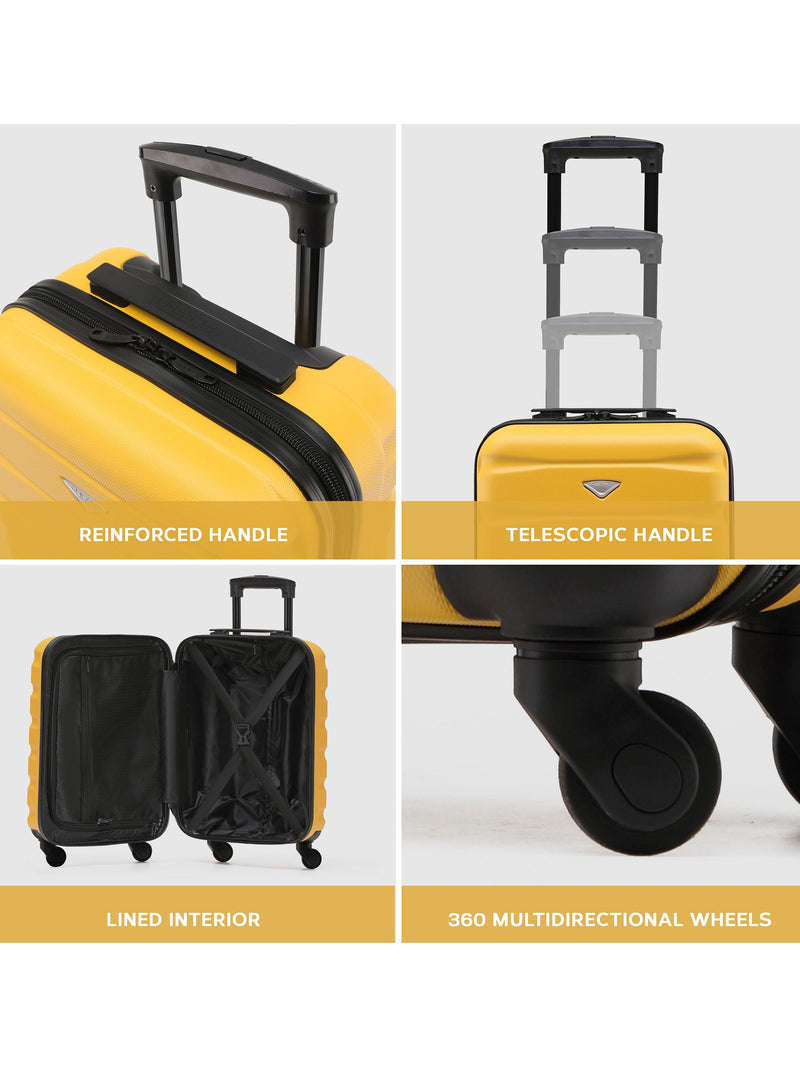 Flight Knight luggage set yellow/black cabin and check-in - British product