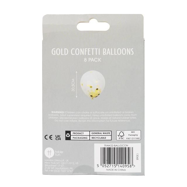 Gold Confetti Balloons   8 per pack