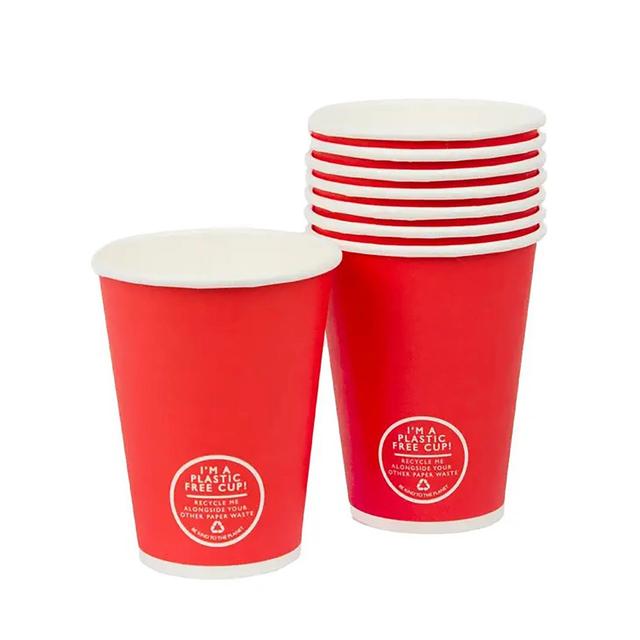 Red Recyclable Paper Party Cups   8 per pack