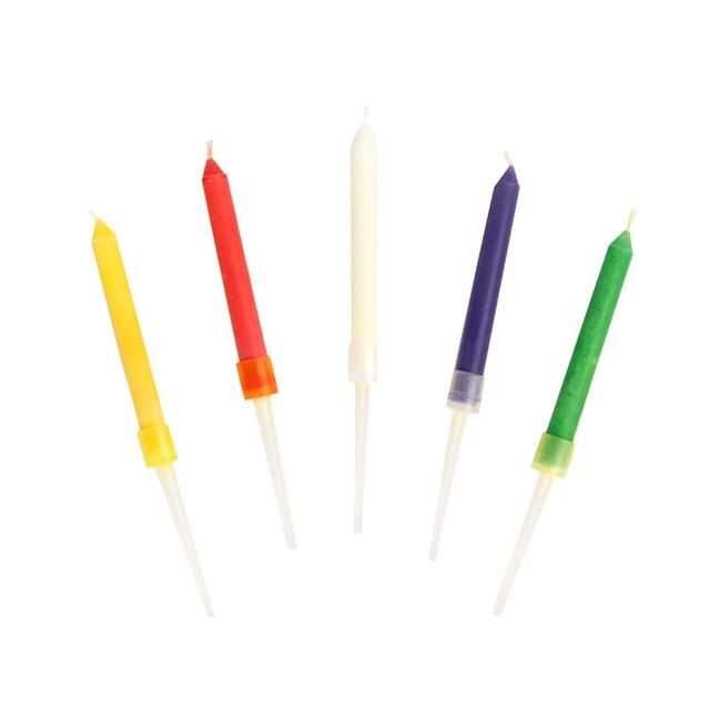 Rainbow Candles with Coloured Flames   12 per pack