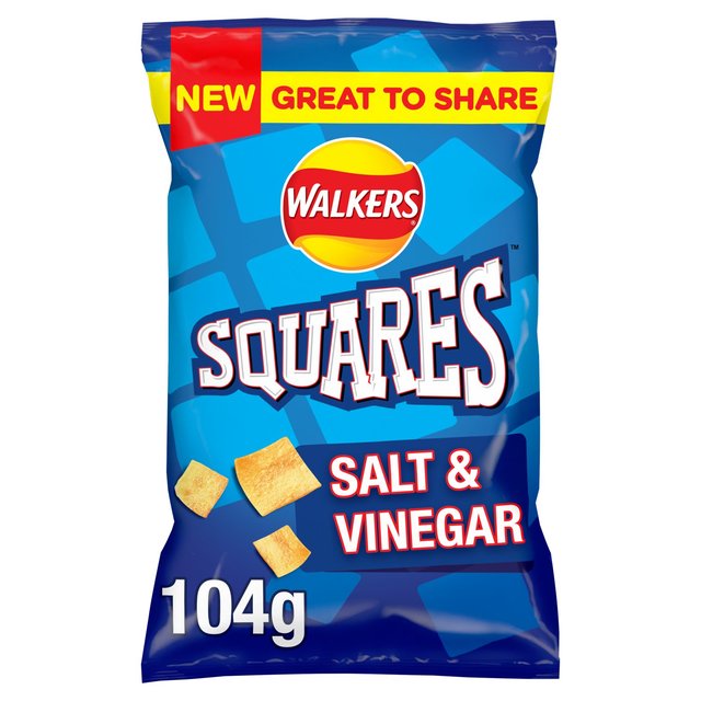 Walkers Squares Salt & Vinegar Sharing Snacks Crisps   104g