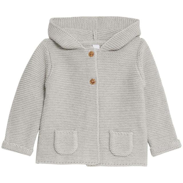 M&S Hooded Chunky Cardigan 0 Months-3 Years Grey Marl