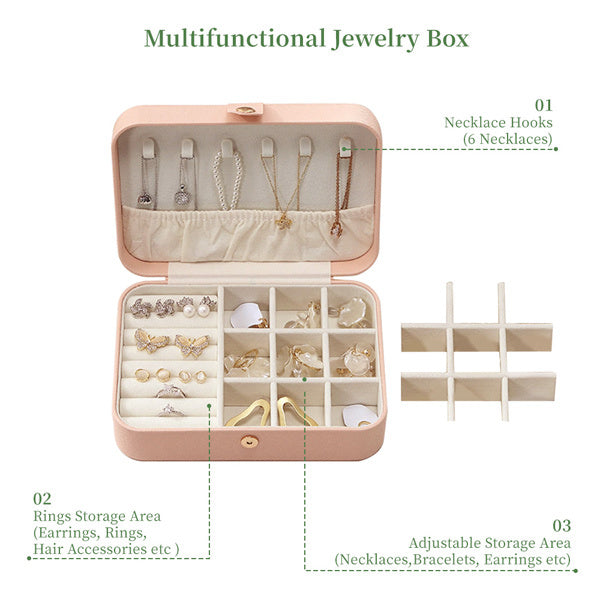 Livingandhome pink jewellery box portable storage, UK version