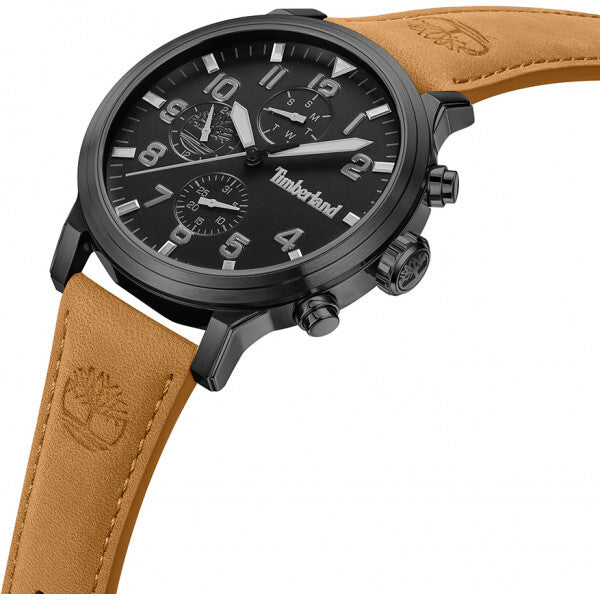 Timberland men's Driscoll watch black leather strap, imported from the UK