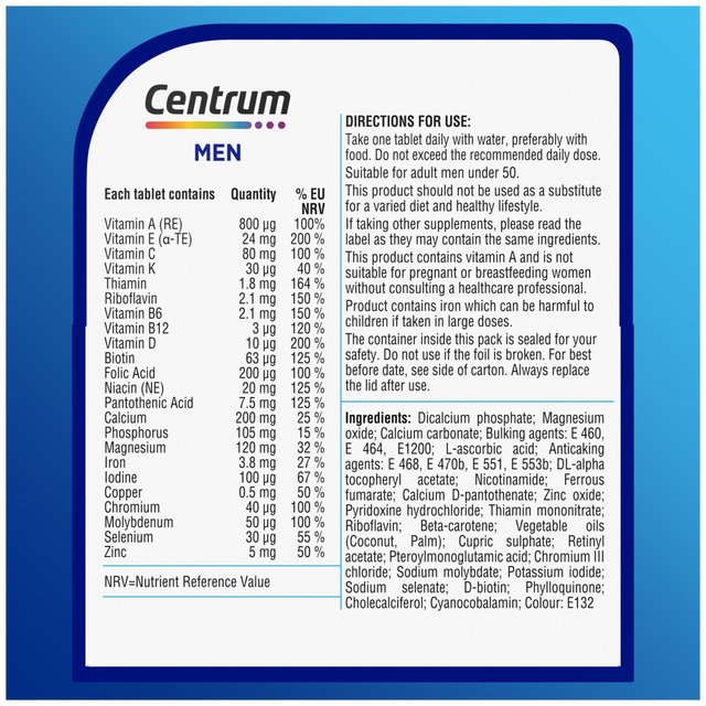 Centrum Men Multivitamins and Minerals Tablets   30 per pack GOODS M&S   