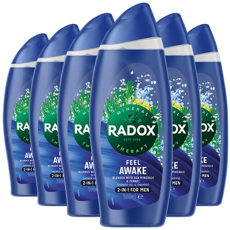 Radox Feel Awake 2-in-1 Shower Gel 6 x 500ml