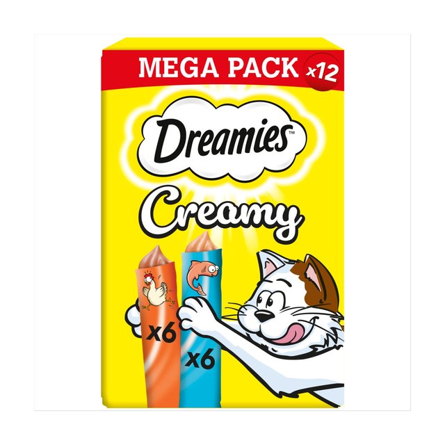 Dreamies Cat Treat Creamy Snack with Chicken & Salmon   12 per pack