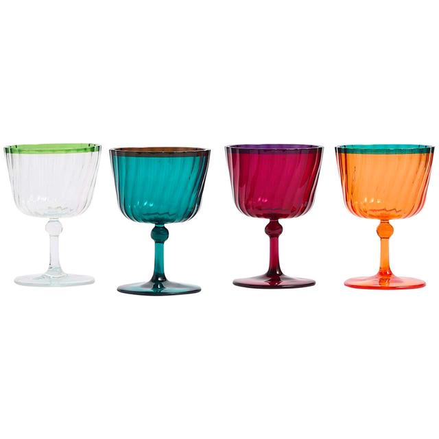 M&S Set Of 4 Ikat Brights Two Tone Wine Glasses   4 per pack GOODS M&S   