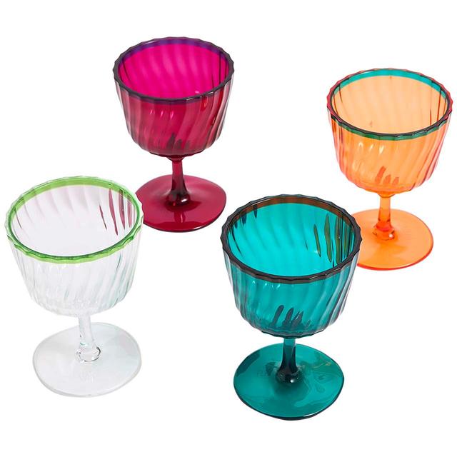 M&S Set Of 4 Ikat Brights Two Tone Wine Glasses   4 per pack