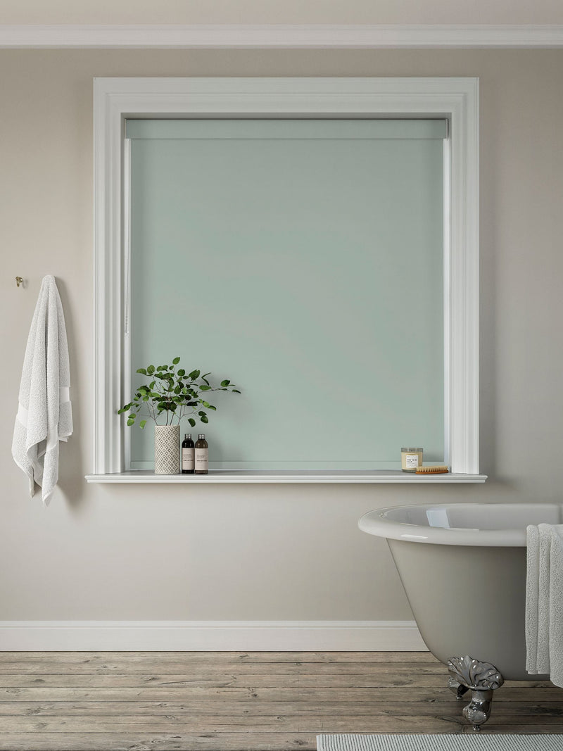 Next Spa Green Glow blackout roller blind (British brand)
