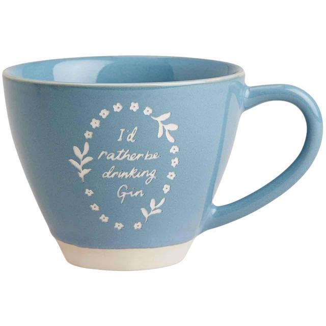 M&S Collection Rather Be Drinking Gin Slogan Mug Blue