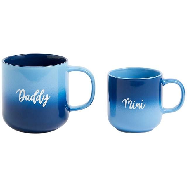 M&S Set Of 2 Mini And Daddy Mugs Blue   2 per pack GOODS M&S   