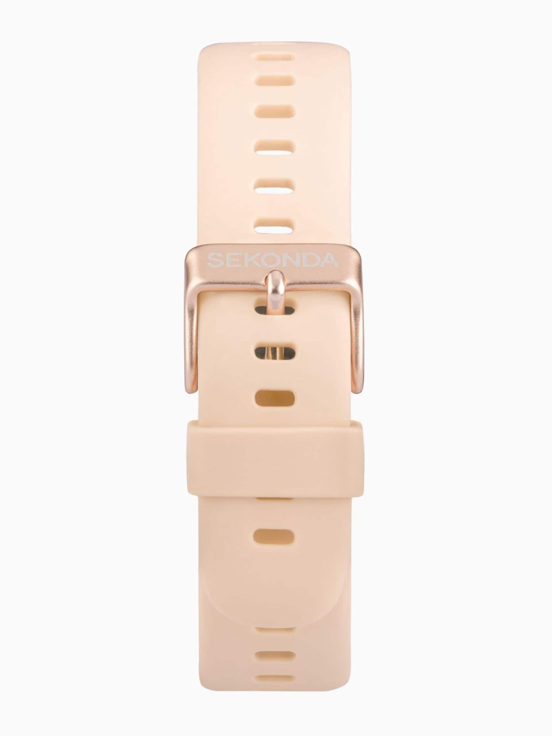 Smart Watch with Pink Silicone Strap, Rose Gold Case, 1.1-inch Display, IP67 Water Resistant