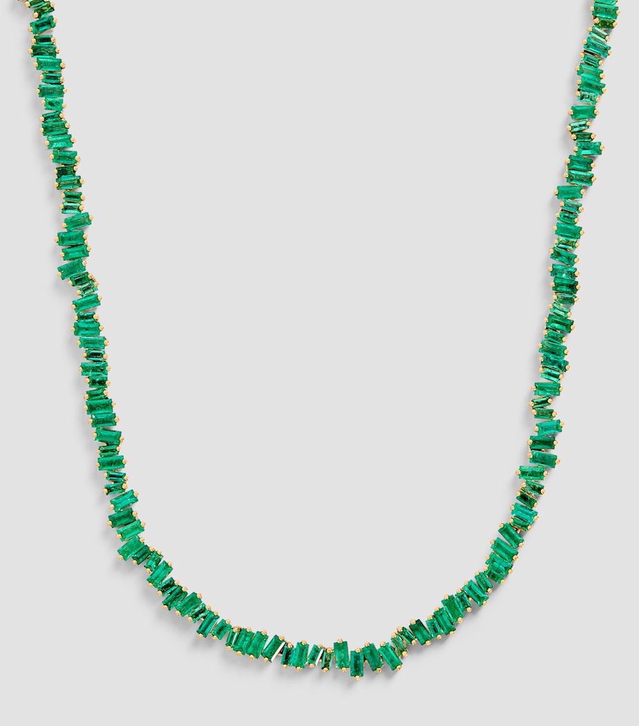 Suzanne Kalan yellow gold emerald tennis necklace, UK version