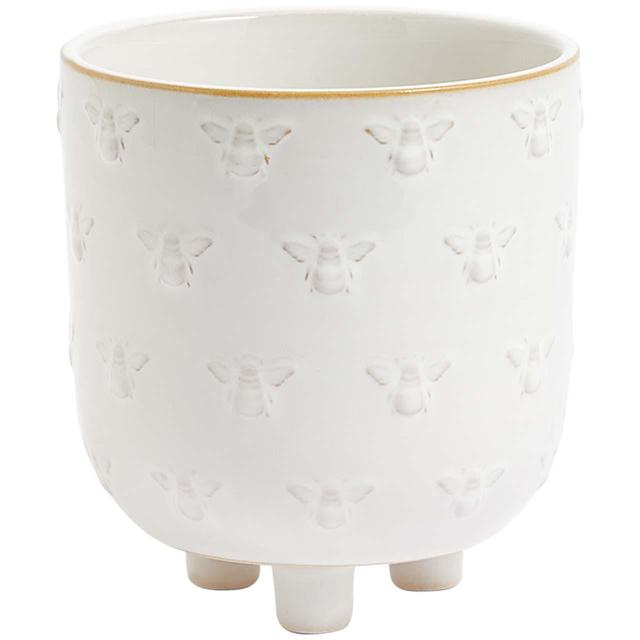 M&S Ceramic Bee Planter White