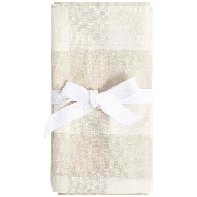 M&S Set Of 4 Gingham Napkins Natural   4 per pack