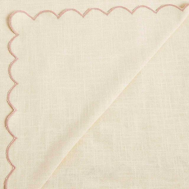 M&S Embroidered Edge Scallop Table Cloth Natural