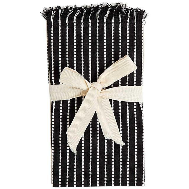 M&S Linear Stitch Napkins Black   4 per pack