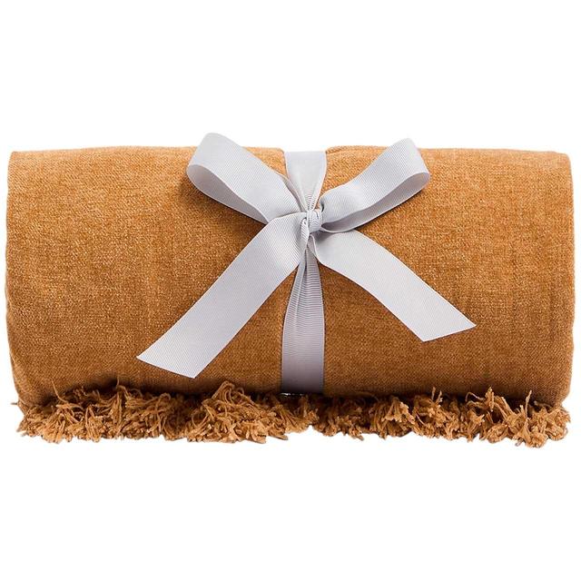 M&S Collection Chenille Plain Throw One Size Caramel