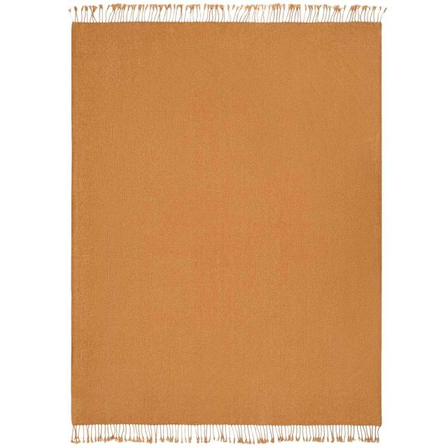 M&S Collection Chenille Plain Throw One Size Caramel GOODS M&S   