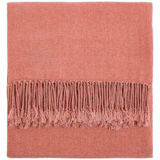 M&S Collection Chenille Plain Throw One Size Clay GOODS M&S   