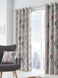 Fusion Pink Lennox Ogee Eyelet Curtains 168x137cm, UK version