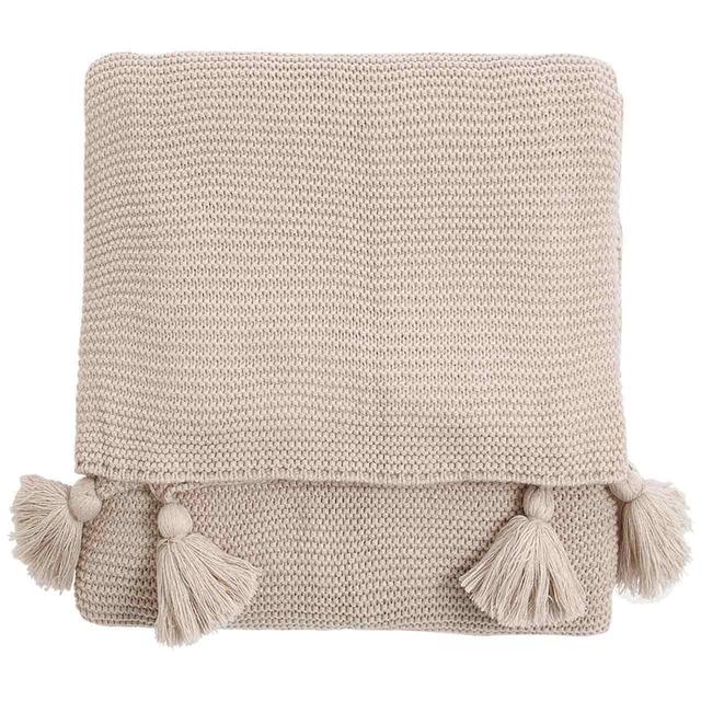 M&S Collection Knitted Tassel Throw One Size Neutral GOODS M&S   