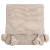 M&S Collection Knitted Tassel Throw One Size Neutral GOODS M&S   