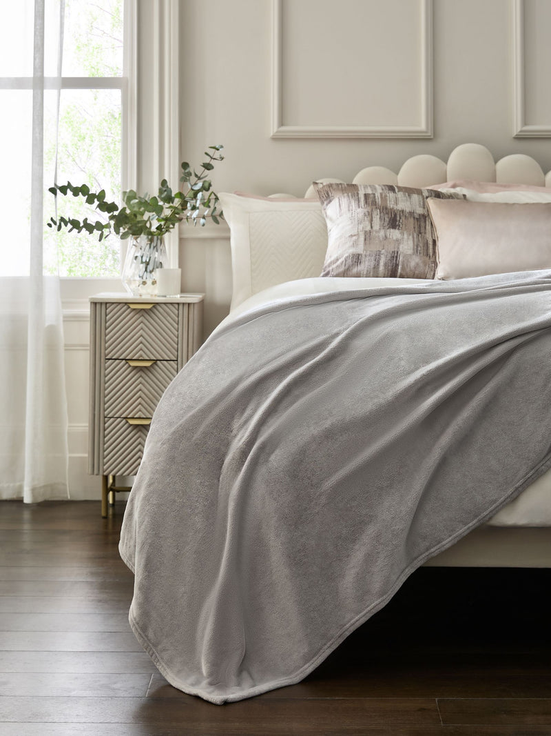 Silver Plush Fleece Throw