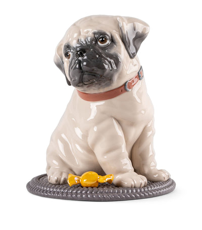 Harrods Lladró Porcelain Puppy Pug Sculpture Figurine- Buy online at McGrocer