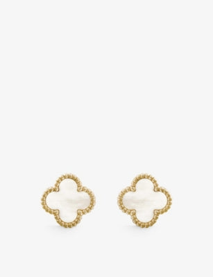 Van Cleef & Arpels Sweet Alhambra yellow gold mother-of-pearl earrings (British brand)