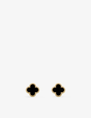 Van Cleef Alhambra gold onyx earrings, imported from the UK