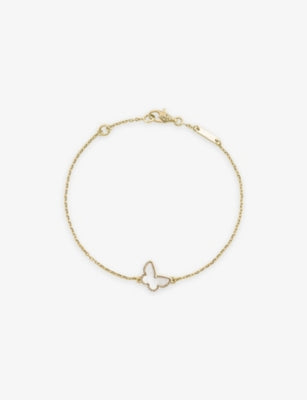 Van Cleef Arpels Sweet Butterflies yellow gold mother-of-pearl bracelet 17cm (British brand)
