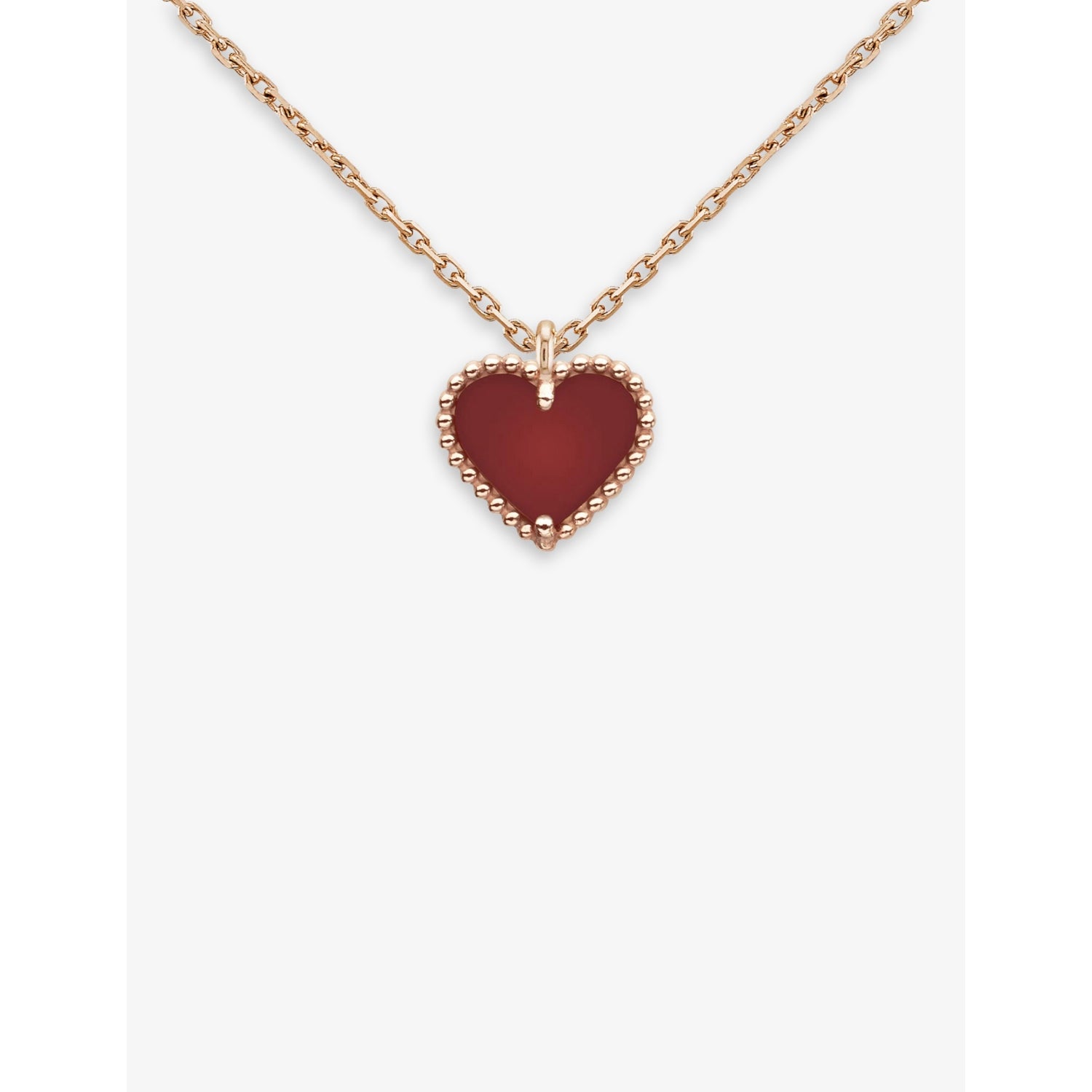Van Cleef & Arpels Sweet Alhambra pink gold carnelian necklace, UK version