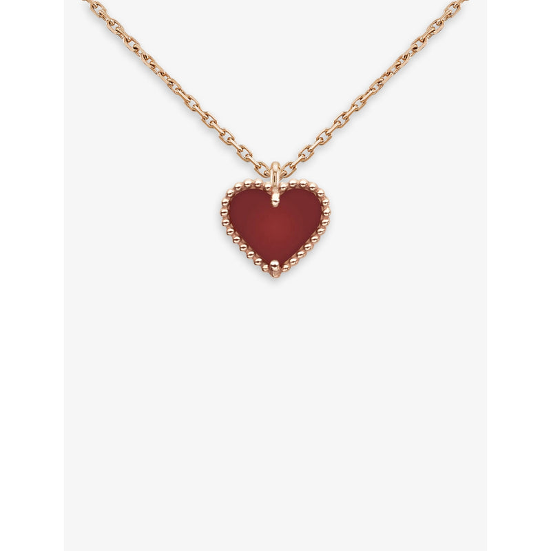 Van Cleef & Arpels Sweet Alhambra pink gold carnelian necklace, UK version