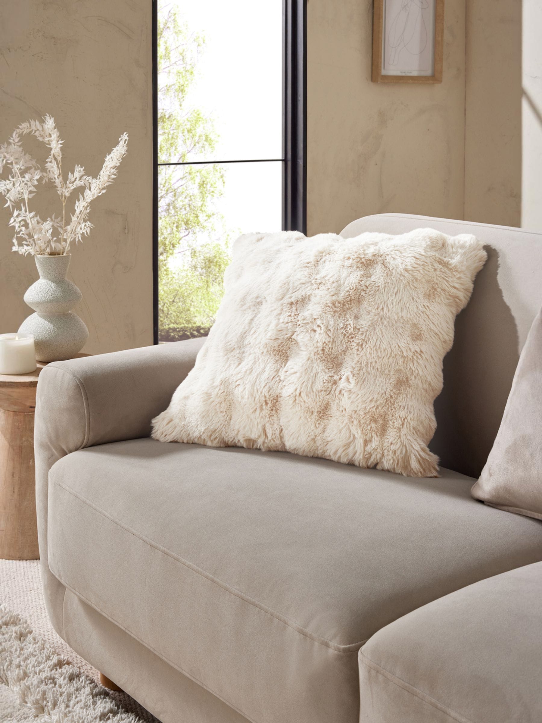 Charcoal Grey Aspen Faux Fur Cushion 59 x 59cm