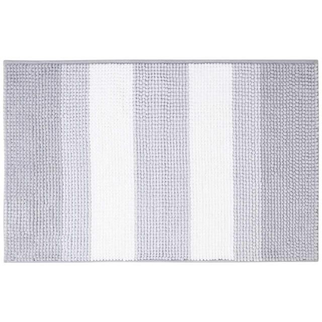 M&S Bobble Striped Bath Mat Silver Grey