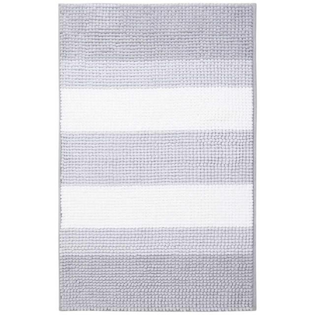 M&S Bobble Striped Bath Mat Silver Grey