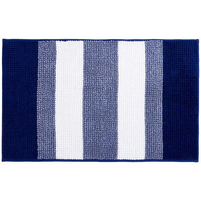 M&S Bobble Striped Bath Mat Navy GOODS M&S   