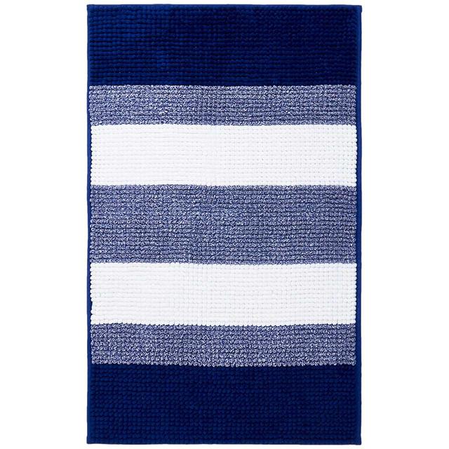 M&S Bobble Striped Bath Mat Navy GOODS M&S   