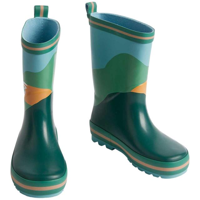 M&S Kids Dino Print Wellies 6-13 Green Mix